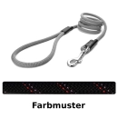 klassische Hundeleine - M - 145cm - schwarz mit roter und pinker Linie